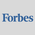 The logo of Forbes magazine in navy blue.